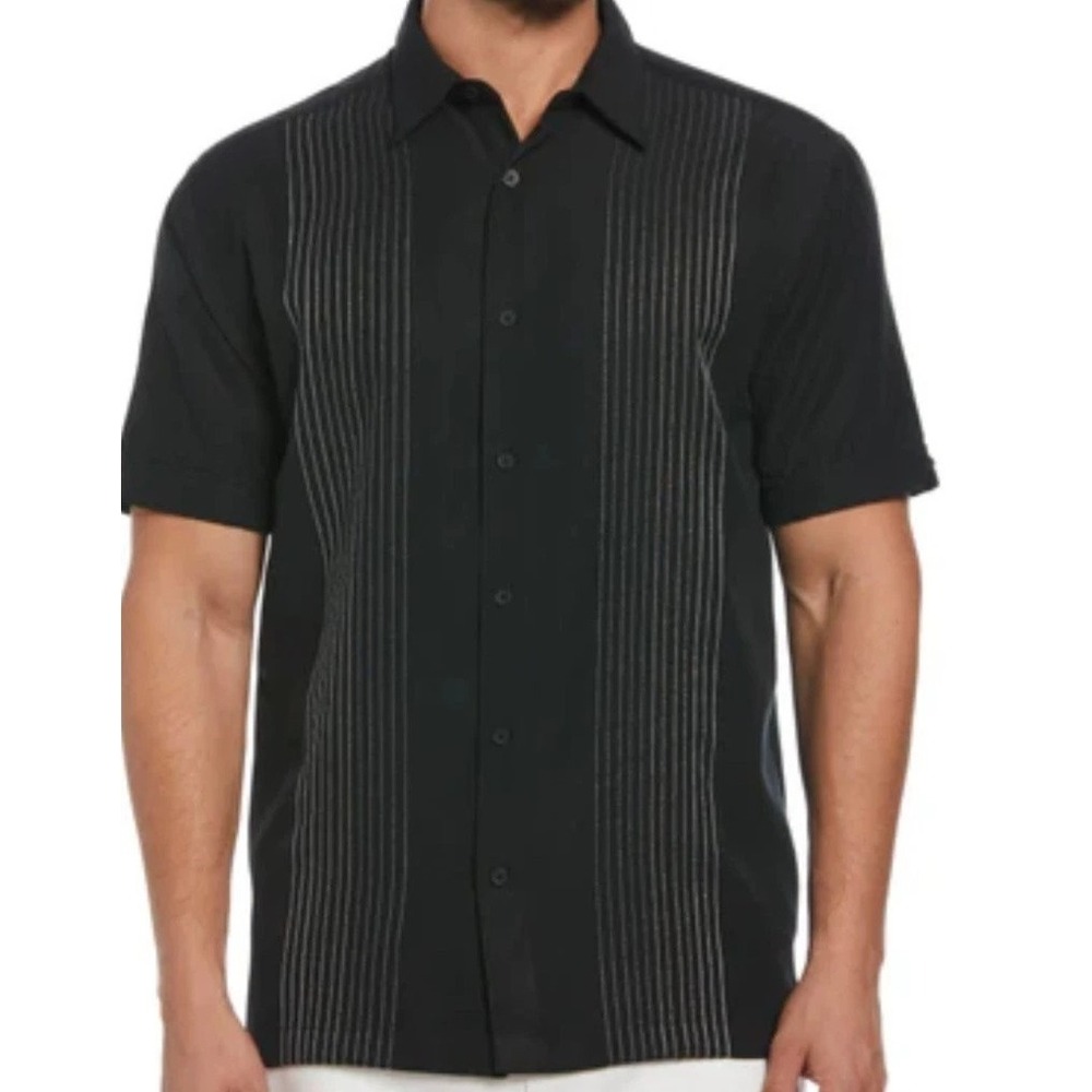 Havanera Shirt Co Mens Size M Black Short Sleeve Tropical Button Down Shirt